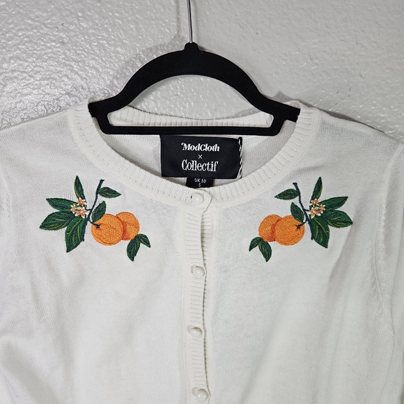 Modcloth X Collectif Jessie Oranges Cardigan Size 6 - Picture 2 of 12